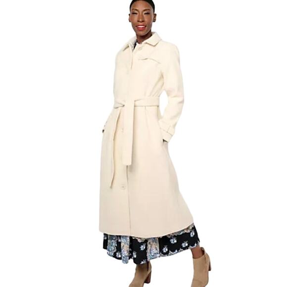 QVC Jackets & Blazers - QVC Studio Park x Leah Williams Regular Fancy Coat NWOT Cream Size L